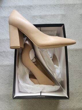 Nine West Blush Beige Pointed Toe Block Heels